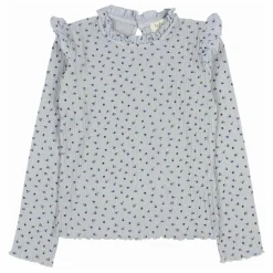 T-shirt Côtelé Fleuri | Bleu gris