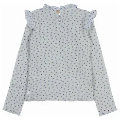 T-shirt Côtelé Fleuri | Bleu gris
