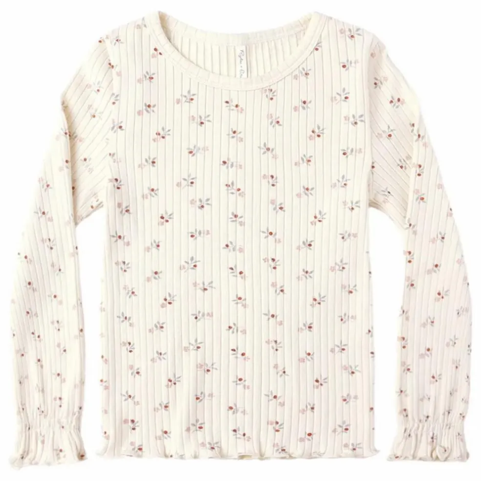T-shirt Côtelé Fleuri | Ecru