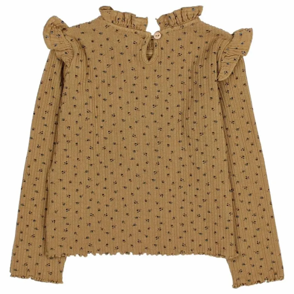 T-shirt Côtelé Fleuri | Ocre