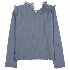 T-shirt Côtelé Volants | Bleu gris