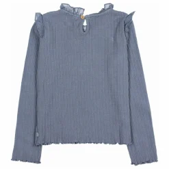 T-shirt Côtelé Volants | Bleu gris