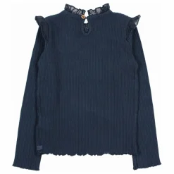 T-shirt Côtelé Volants | Bleu marine