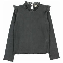 T-shirt Côtelé Volants | Gris anthracite