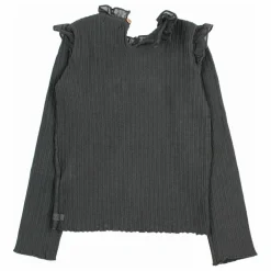 T-shirt Côtelé Volants | Gris anthracite