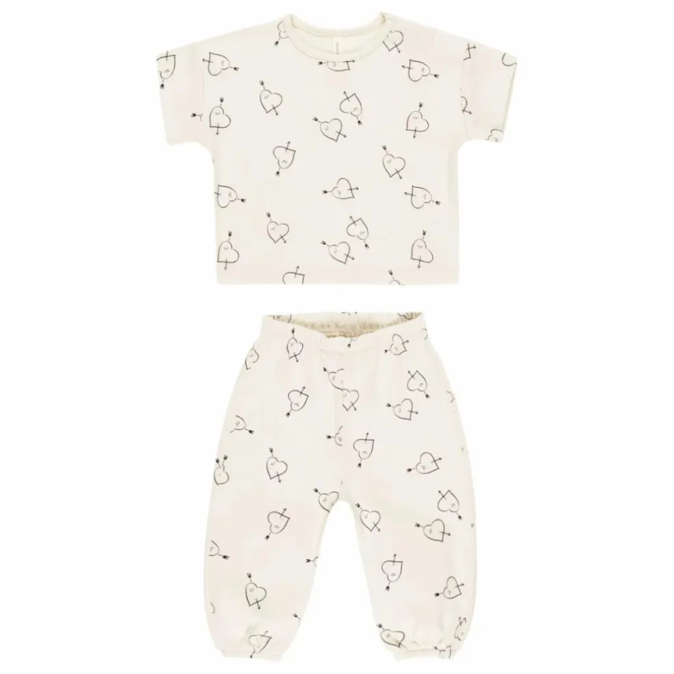 T-shirt et Pantalon Cœurs | Ecru