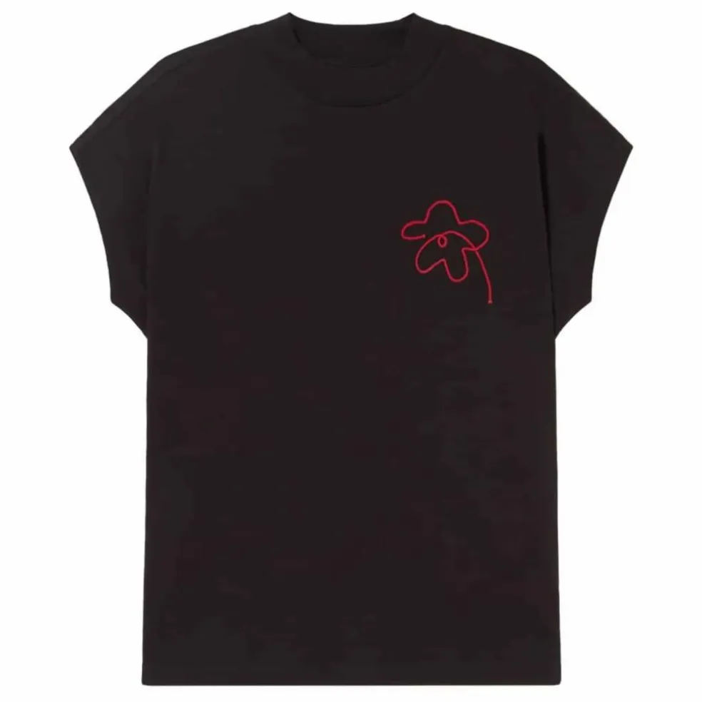 T-shirt Flower Cord Volta Coton Bio | Noir