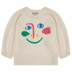 T-Shirt Manches Ballon Coton Bio Visage | Ecru