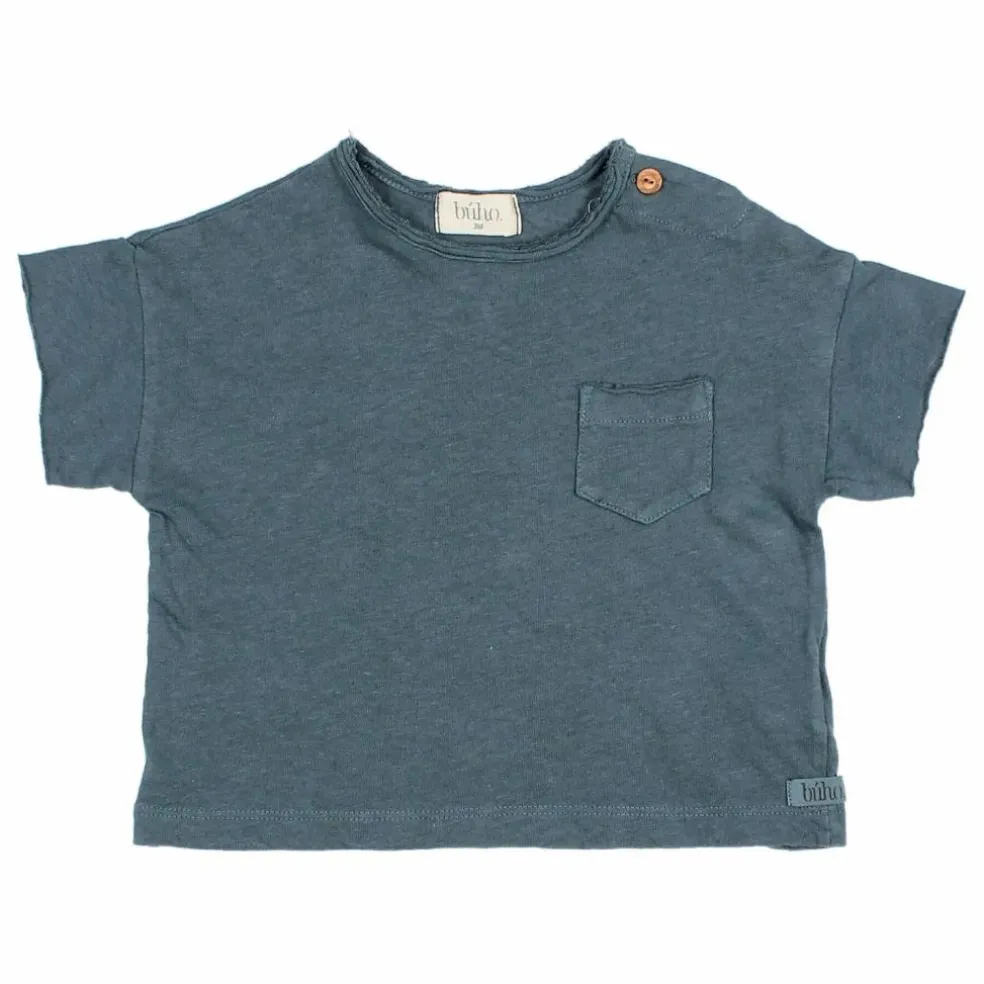 T-shirt Manches Courtes Lin | Bleu canard