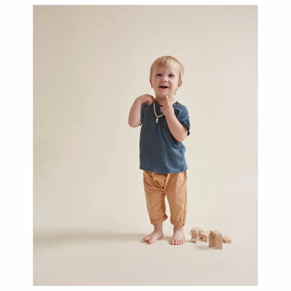 T-shirt Manches Courtes Lin | Bleu canard