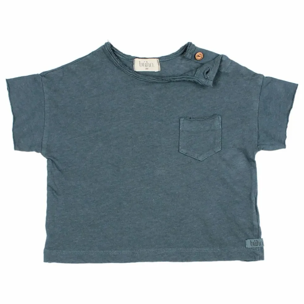T-shirt Manches Courtes Lin | Bleu canard