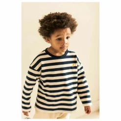 T-shirt Moos Rayé Coton Bio | Bleu marine
