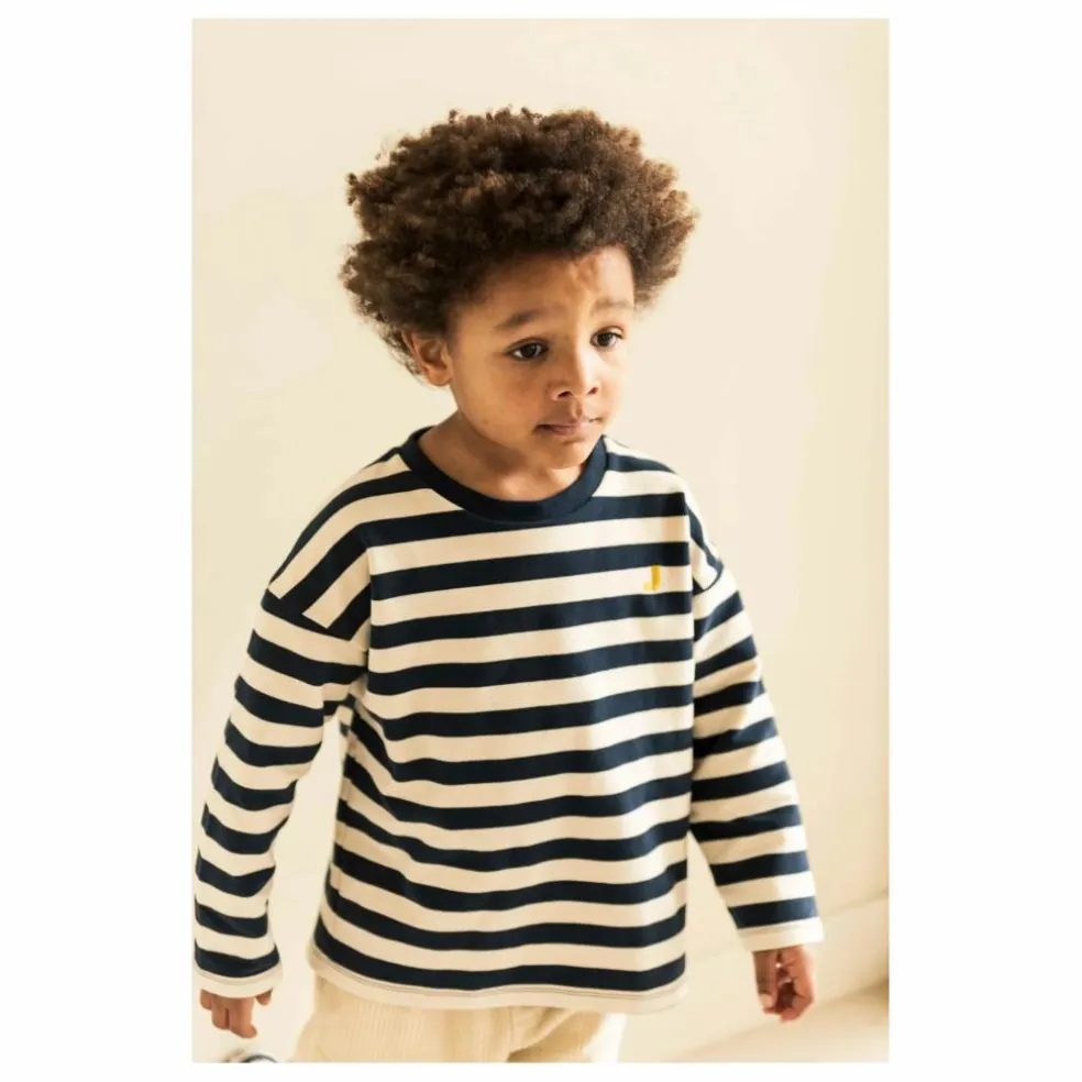 T-shirt Moos Rayé Coton Bio | Bleu marine