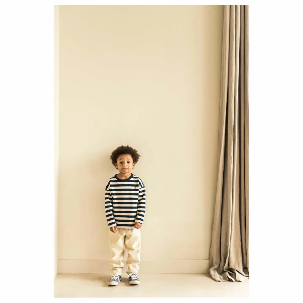 T-shirt Moos Rayé Coton Bio | Bleu marine