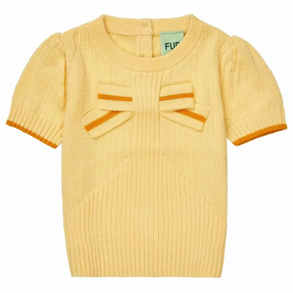 T-Shirt Nœud Maille Fine Coton Bio Bébé | Jaune pâle