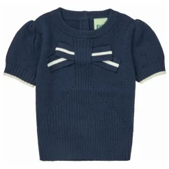 T-Shirt Nœud Maille Fine Coton Bio Bébé | Bleu marine