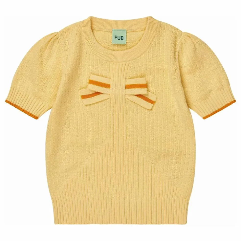 T-Shirt Nœud Maille Fine Coton Bio | Jaune pâle