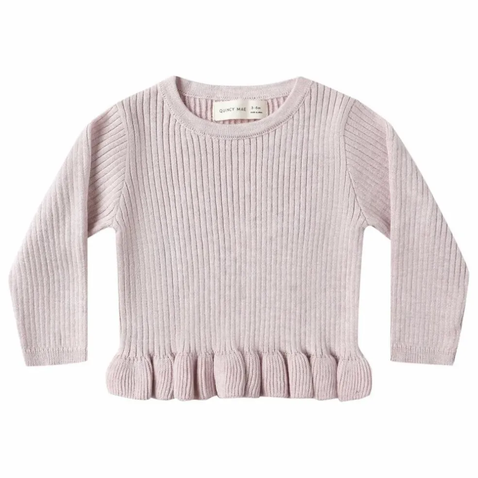 T-shirt Peplum Maille Côtelée Bio | Lilas