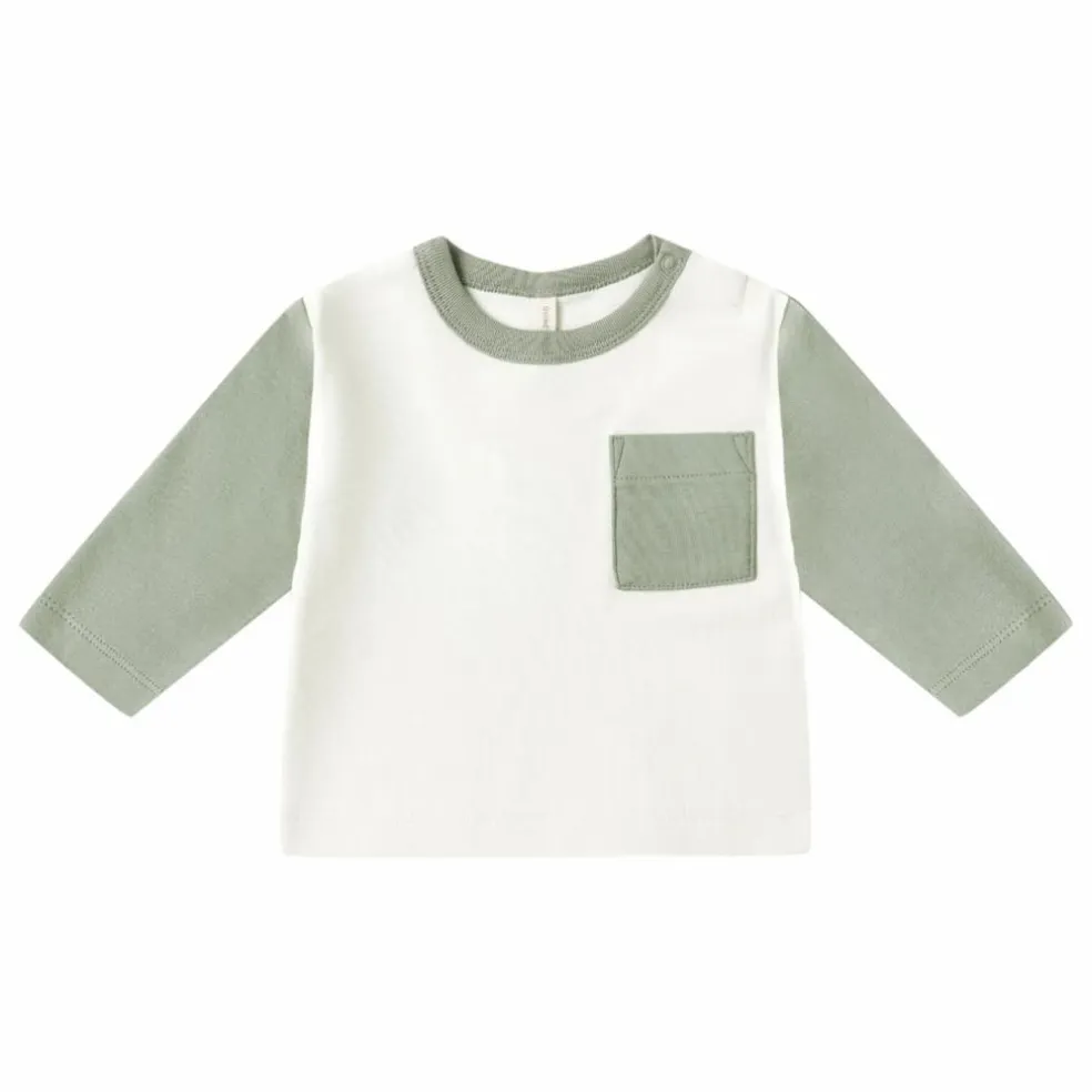 T-shirt Raglan Poche Coton Bio | Vert céladon