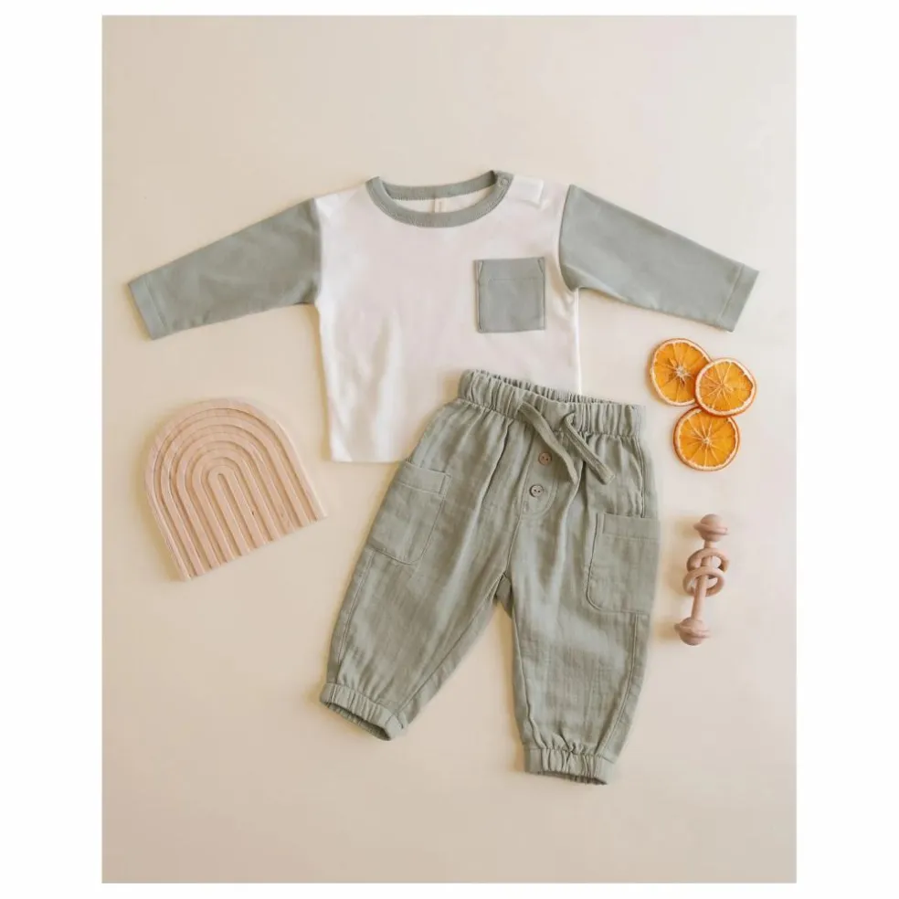 T-shirt Raglan Poche Coton Bio | Vert céladon