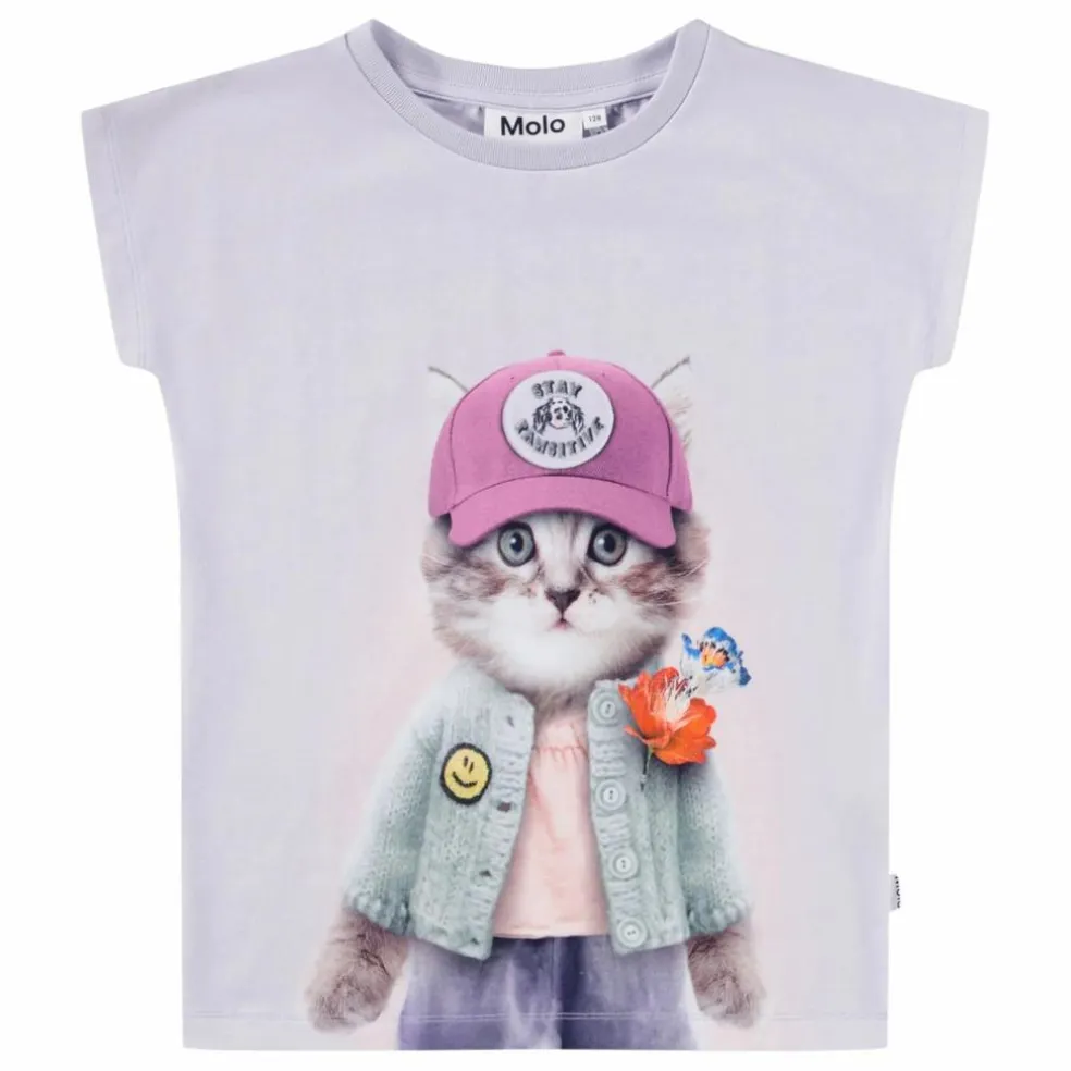 T-shirt Ragnhilde Kitty Miauu Coton Bio | Violet