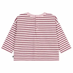 T-shirt Rayé Logo Cœur Coton Bio | Bordeaux