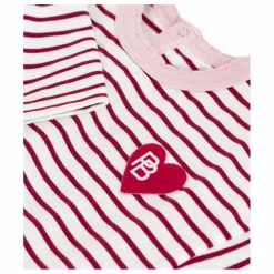 T-shirt Rayé Logo Cœur Coton Bio | Bordeaux