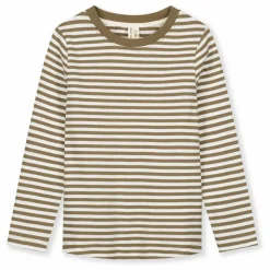 T-shirt Rayures Coton Bio | Brun kaki