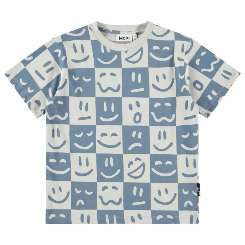 T-shirt Riley Mood Squares Coton Bio | Bleu