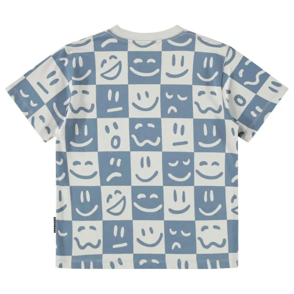 T-shirt Riley Mood Squares Coton Bio | Bleu