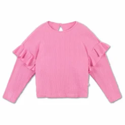 T-shirt Ruffle Coton Bio | Rose