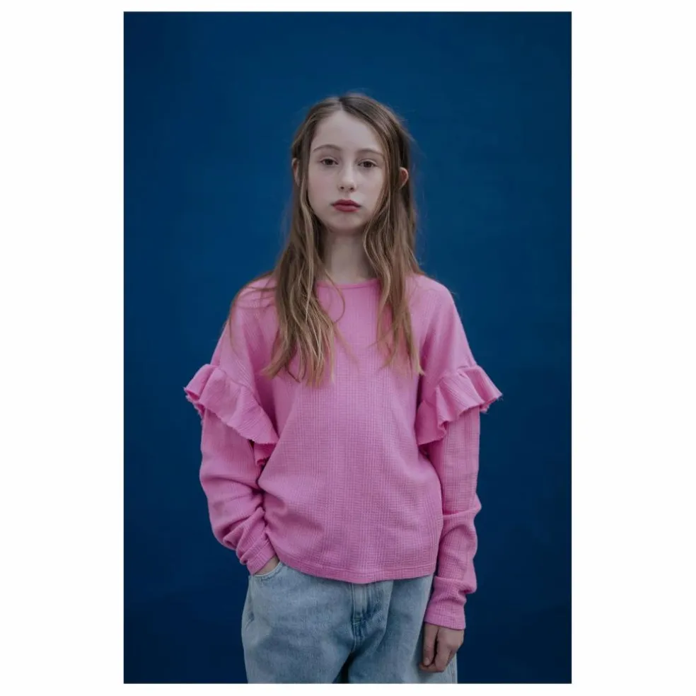 T-shirt Ruffle Coton Bio | Rose