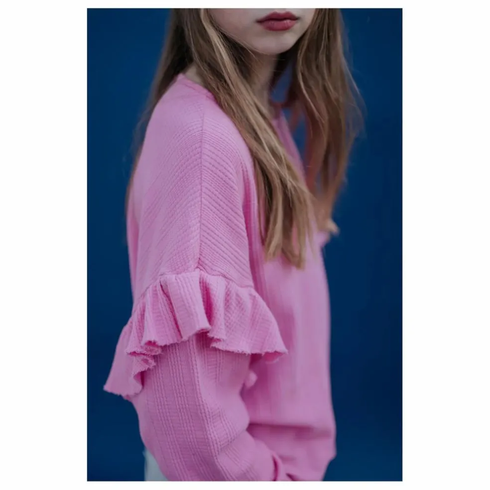 T-shirt Ruffle Coton Bio | Rose