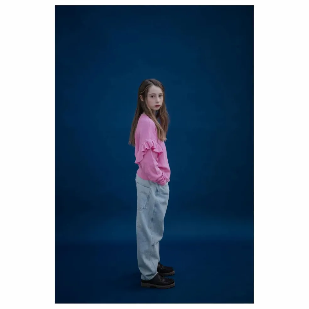 T-shirt Ruffle Coton Bio | Rose