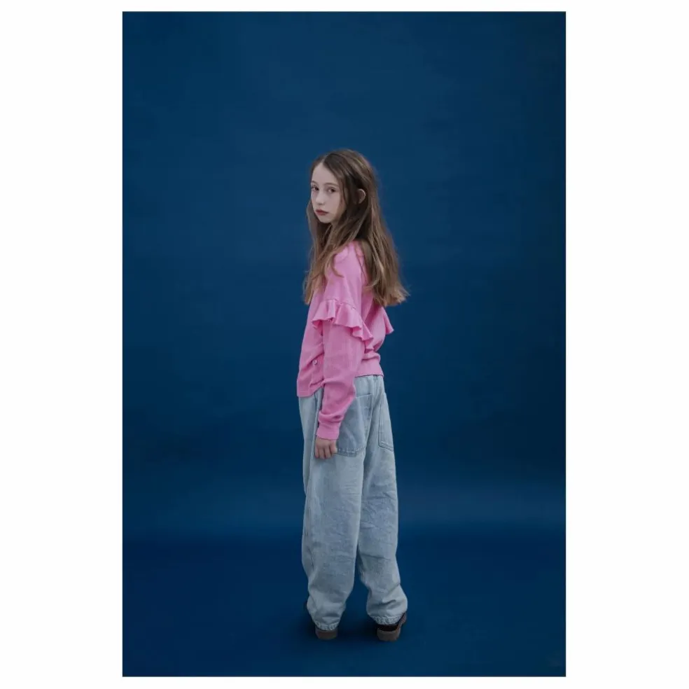 T-shirt Ruffle Coton Bio | Rose