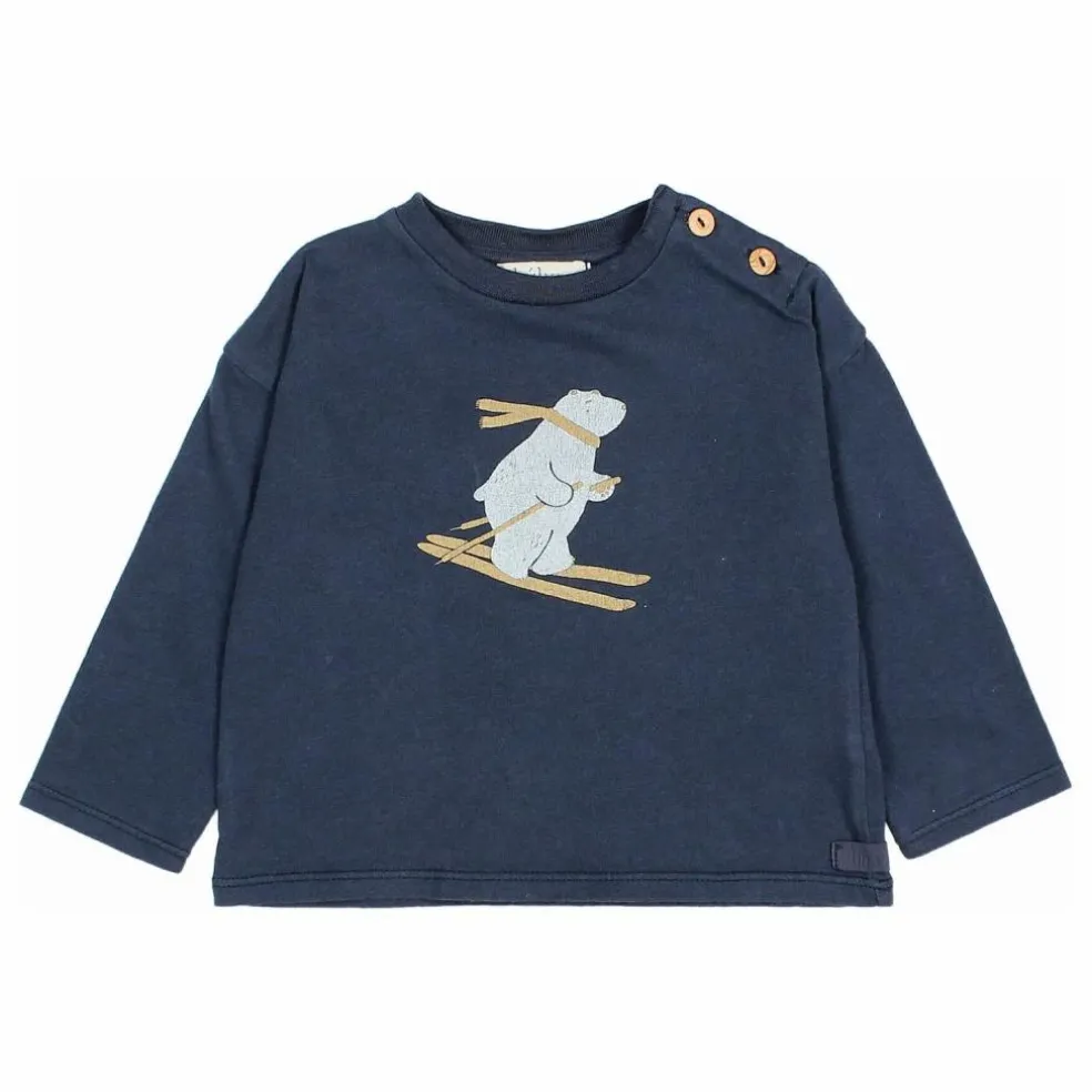 T-shirt Ski Coton Bio | Bleu marine