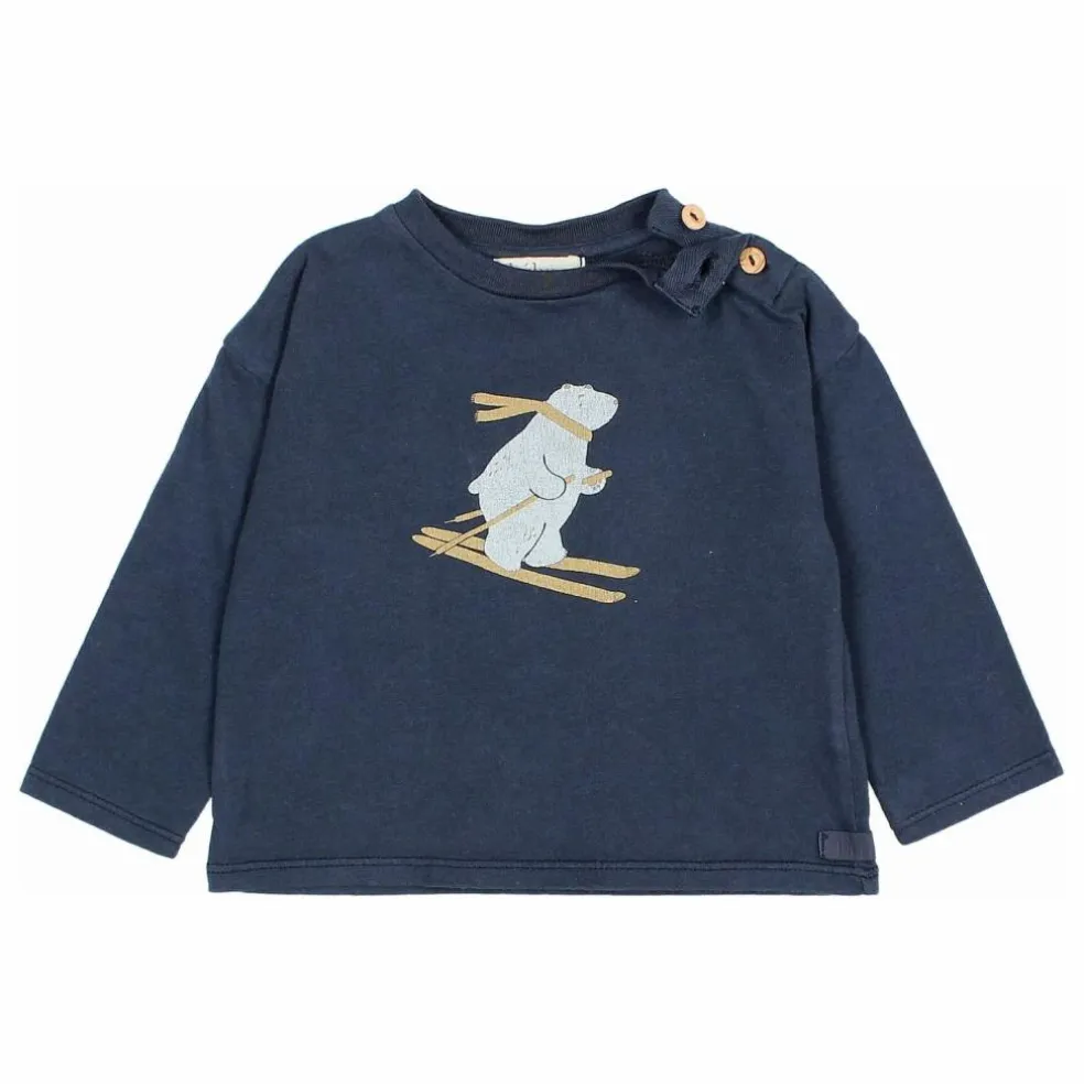 T-shirt Ski Coton Bio | Bleu marine