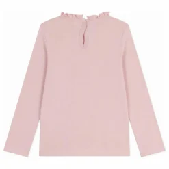 T-shirt Uni Col Volants Coton Bio | Rose pâle