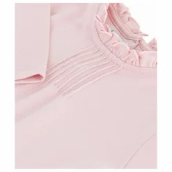 T-shirt Uni Col Volants Coton Bio | Rose pâle