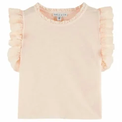 T-Shirt Volants Coton Bio | Rose pêche
