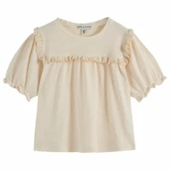 T-shirt Volants Coton Flammé | Ecru