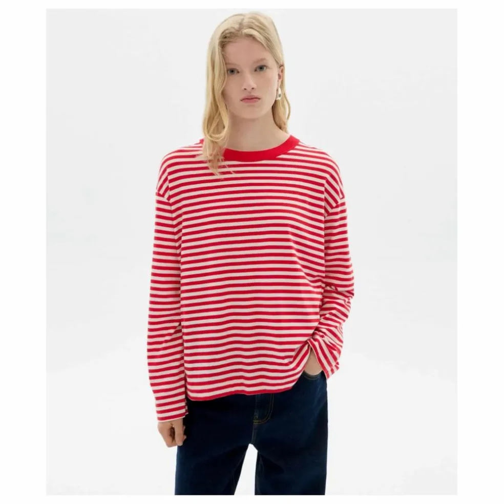 T-shirt Willy Emily R Rayé Coton Bio | Rouge