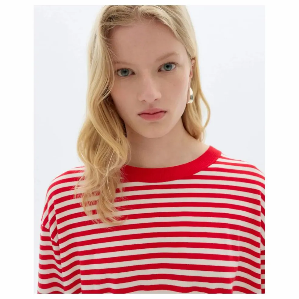 T-shirt Willy Emily R Rayé Coton Bio | Rouge