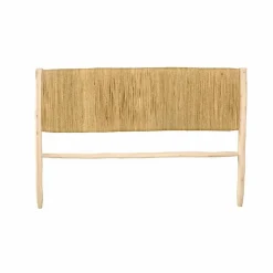 Tête de lit en bois brut et palme