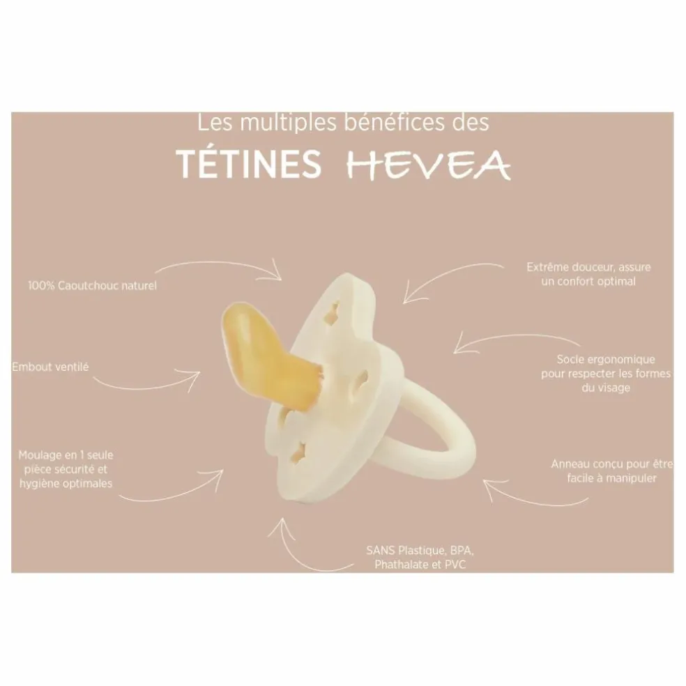 Tétines physiologiques en caoutchouc naturel - Lot de 2 | Beige