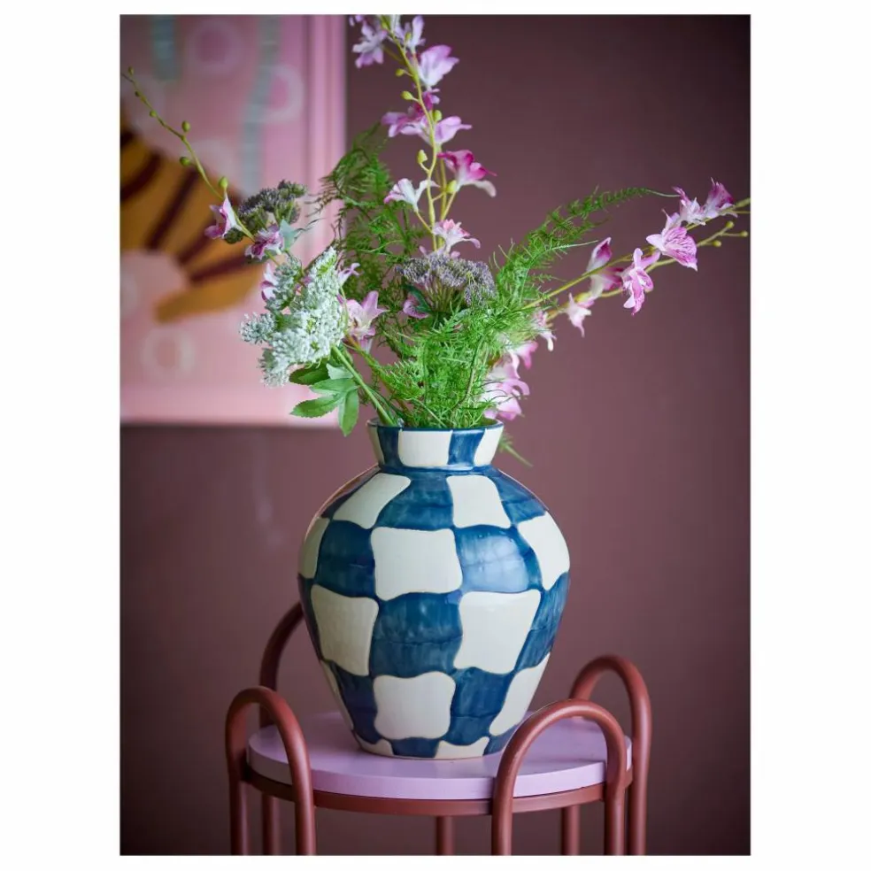Vase Check en grès | Bleu