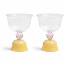 Verres à pieds tulip - Set de 2 | Jaune