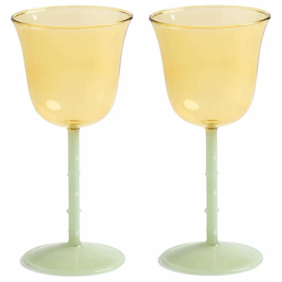 Verres à vin Dot - Set de 2 | Jaune