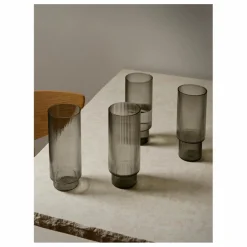 Verres long Ripple - Set de 4 | Gris
