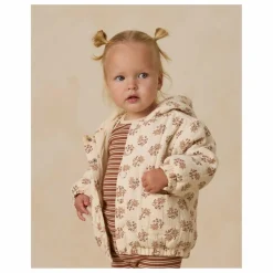 Veste à Capuche Fleurie Gaze de Coton Bio | Ecru